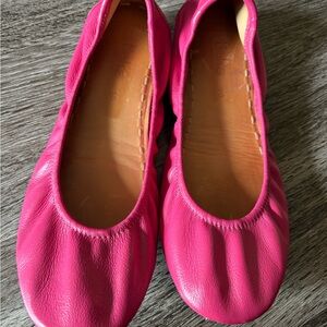 Tieks Pink Leather Flats with Teal Soles